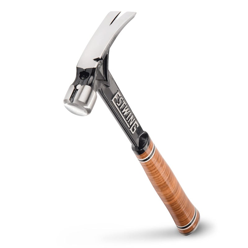 ESTWING Ultra Series Hammer - 15 oz Short Handle Rip Claw Framing Hammer with Smooth Face & Genuine Leather Grip - E15SR - Image 1
